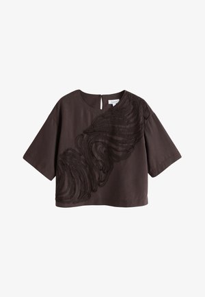 Next, REGULAR FIT - TEXTURED SWIRL DETAIL SHORT SLEEVE TOP . - Bluse - chocolate brown