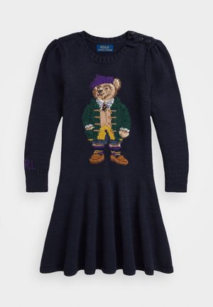 Polo Ralph Lauren POLO BEAR SWEATER DRESS - Svetríkové šaty - navy