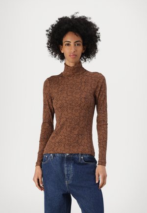 EMALI PIIRTO UNIKKO  TURTLE NECK - Long sleeved top - brown/black