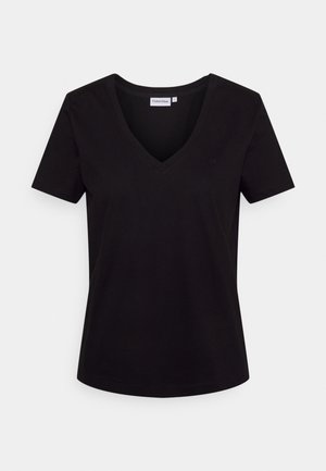 V NECK - Camiseta básica - black