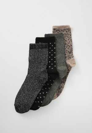 Pieces PCSEBBY GLITTER LONG MIX 4 PACK - Chaussettes - deep lichen green/deep/taupleo