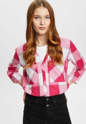 HENLEY WITH CHECKS - Blouse - pink fuchsia