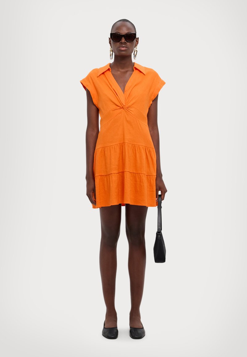 open lace back dress ALICE+OLIVIA Orange Beaded Sleeveless Silk Mini Dress main image 0