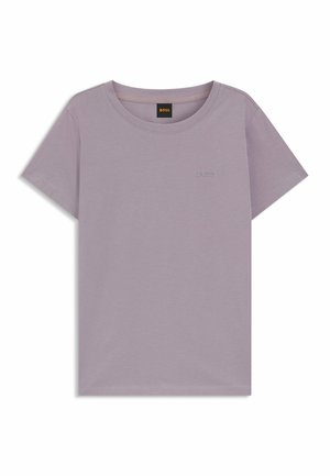 Lila T-shirt gemaakt van zachte stof, met een ronde halslijn en korte mouwen. Subtiel logo geborduurd op de linkerkant van de borst.