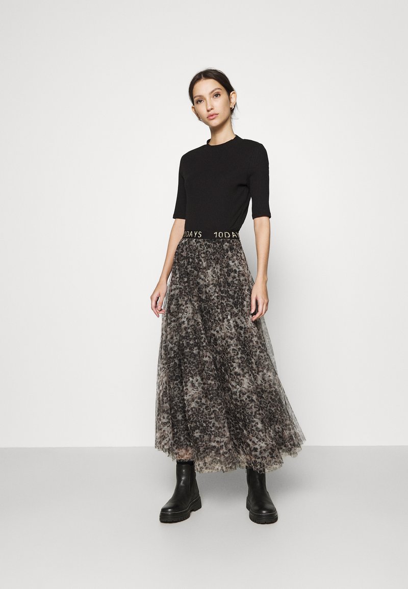 10days Skirt Leopard Jupe Longue Winter White Marron Zalando Fr