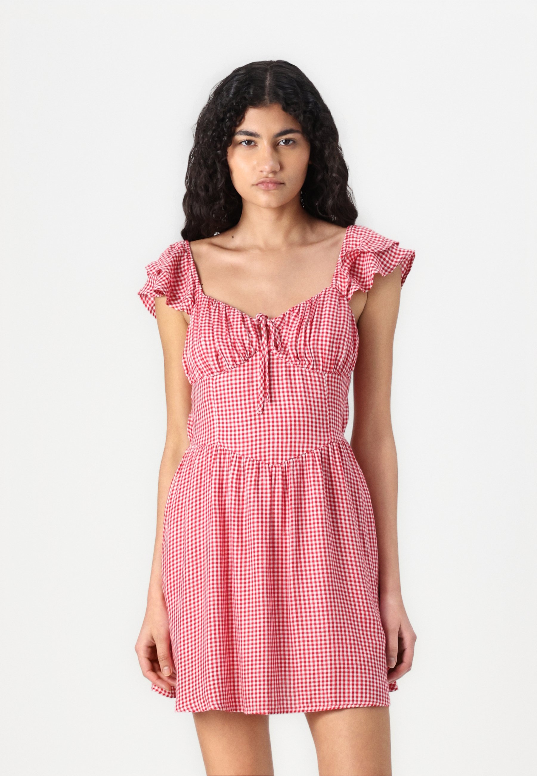 strapless open back dress Off The Shoulder Red Polka Dots Vintage inspired Pin Up Wedding Dress