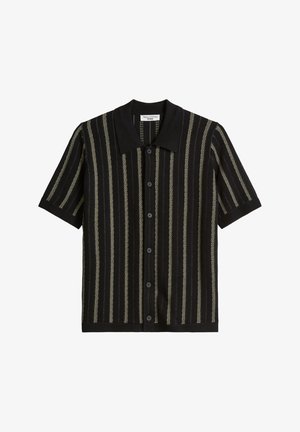 Marc O'Polo DENIM, MARC O'POLO DENIM STRICKJACKE IM POLOSTIL RELAXED MIT VERTIKALEN STREIFEN - Hemd - black