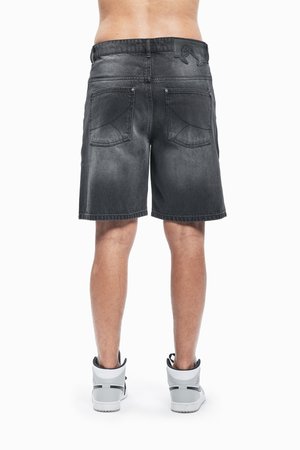 KNEE EMBROIDERY UNISEX - Jeansshorts - black washed