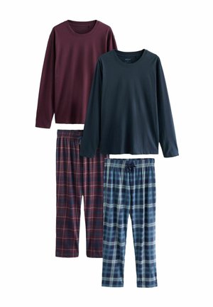 REGULAR FIT - SET 2 PACK - Yöasusetti - navy blue burgundy check