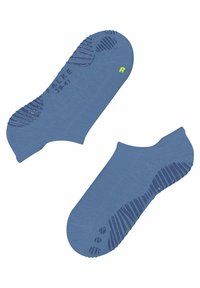 Niebieskie skarpetki do kostek z teksturowanym wzorem grip na spodzie, z wzmocnionymi krawędziami i małym logo. Wykonane z miękkiego, elastycznego materiału.