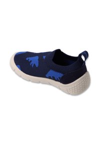Scarpa slip-on elastic blu navy con motivi a foglia blu, parte superiore in maglia testurizzata e suola in gomma bianca con design a nido d'ape, dotata di linguetta sul tallone.