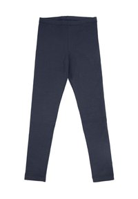 Marineblauwe legging van rekbaar katoen. Strak design met een elastische tailleband en een gladde textuur. Geen zichtbare patronen of accenten.