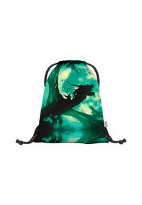 Batoh na stažení s designem v zelené a černé barvě, zobrazující siluetu draka a stromu proti stylizovanému pozadí osvětlenému lunárními paprsky.