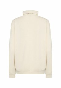 Felpa color crema con collo alto, maniche lunghe e polsini a costine. Texture morbida e vestibilità rilassata, progettata per il comfort.