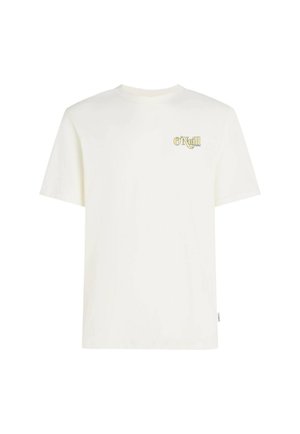 Wit katoenen T-shirt met korte mouwen en een ronde hals. Heeft een klein geel O'Neill-logo op de linkerborst.