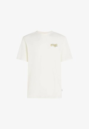 T-shirt en coton blanc à manches courtes et col rond. Présente un petit logo O'Neill jaune sur le côté gauche de la poitrine.