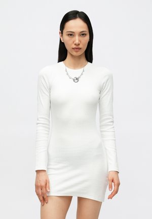 MOON LOGO RIBBED MINI CREWNECK DRESS - Φόρεμα από ζέρσεϊ - white
