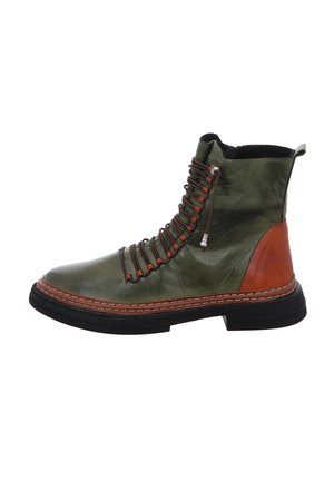 Lace-up ankle boots - olive/braun