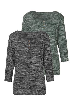 2 PER PACK 3/4-ARM - Langarmshirt - grün meliert anthrazit meliert