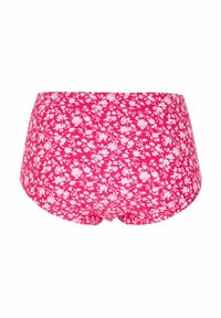 Blommönstrade högmidjade shorts i klargul med vita blommor. Mjuk tyg med en texturerad yta och ett bredare midjeband.
