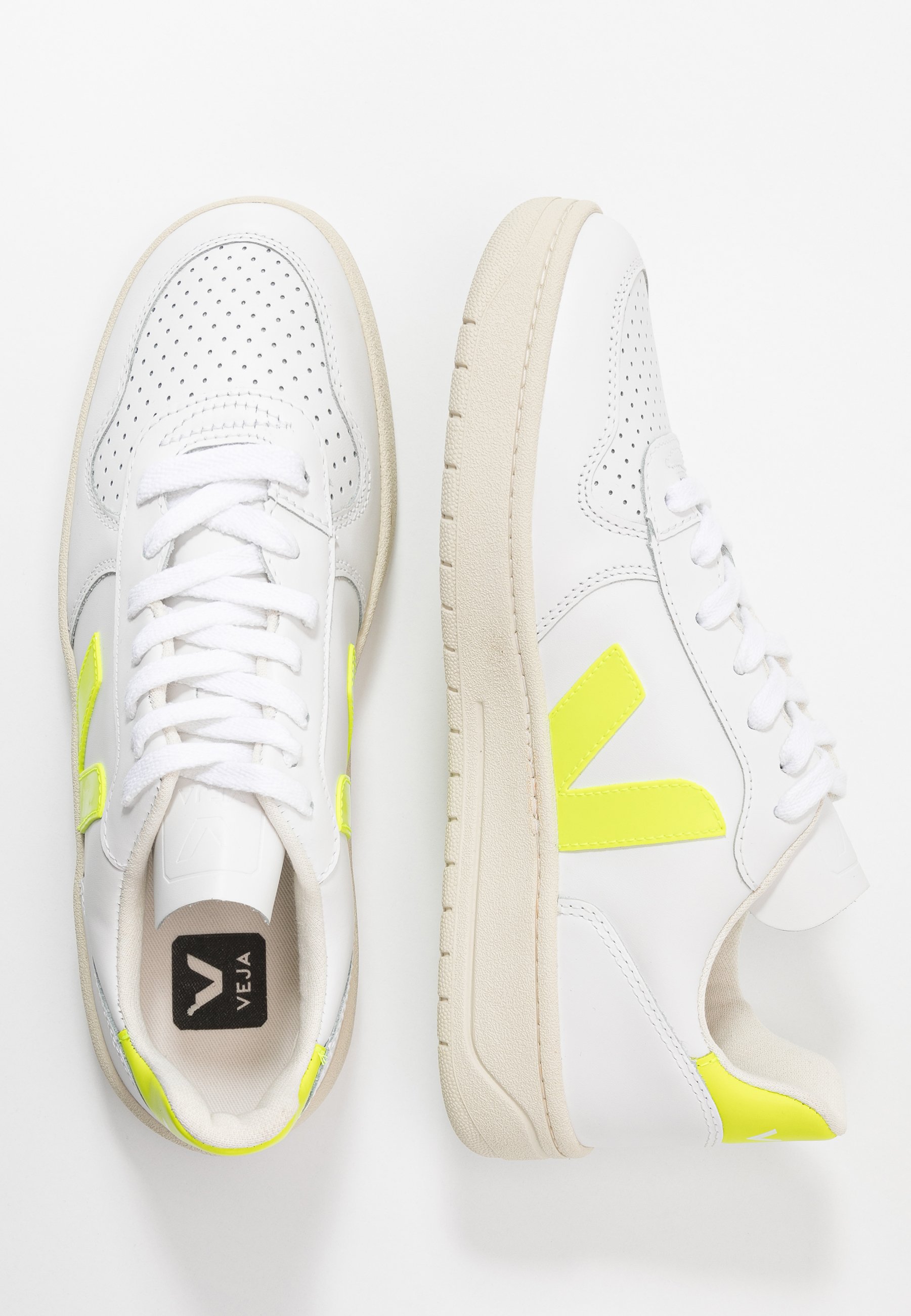 Veja V-10 - Sneakers laag - white/jaune fluo/wit - Zalando.nl