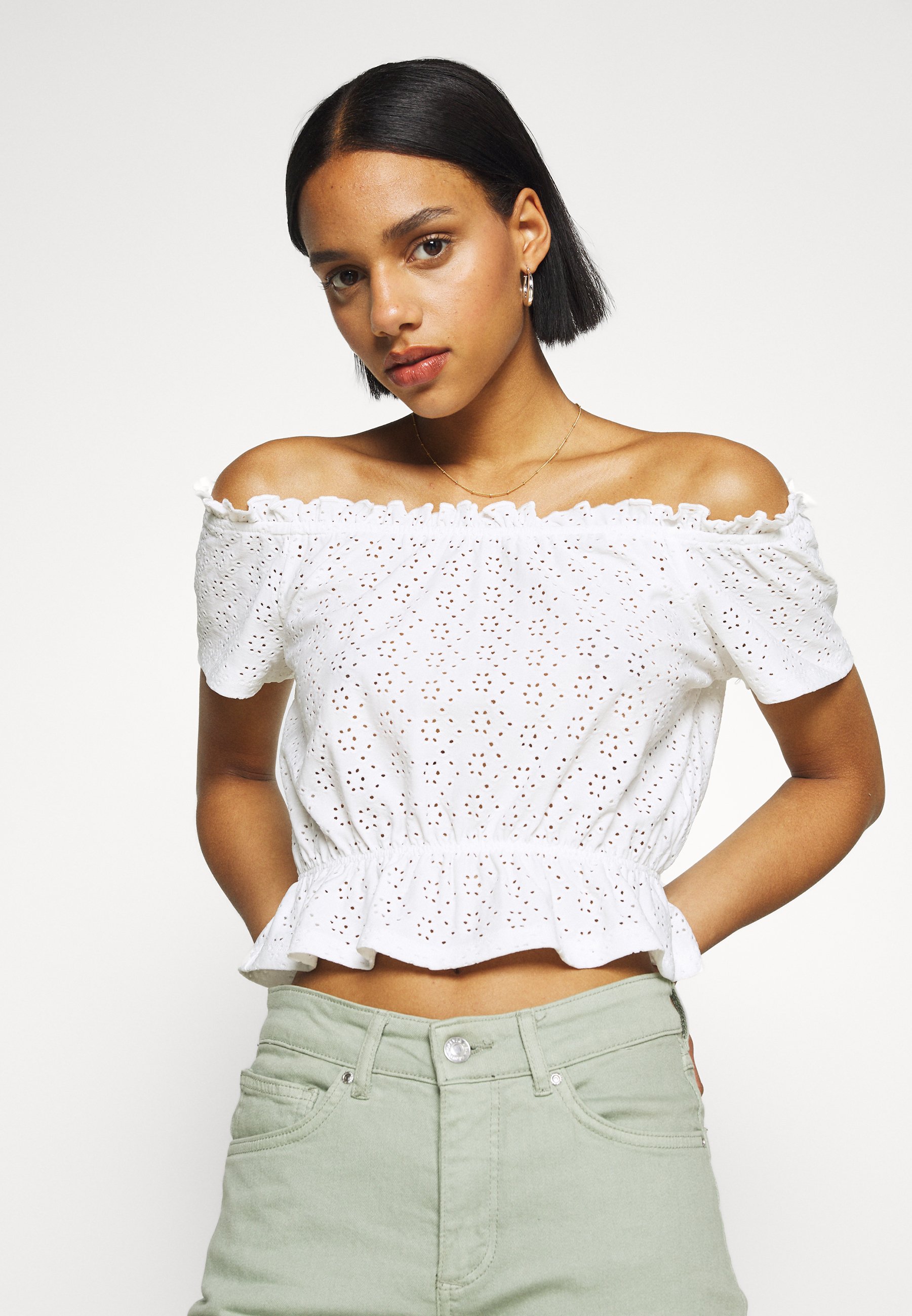 white no shoulder top
