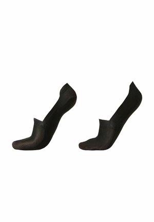 Calcetines cortos negros con un patrón texturizado, diseño sin costuras y agarre antideslizante, que cuentan con una zona de los dedos y los tobillos suave para mayor comodidad.