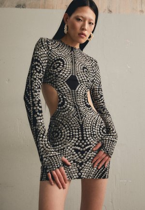 Norma Kamali LONG SLEEVE MINI CUT OUT DRESS - Robe en jersey - silver-soloured