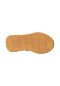 Rubberen schoenzool in oranje met een gestructureerd patroon; beschikt over groeven voor grip en een afgerond te ontwerp.