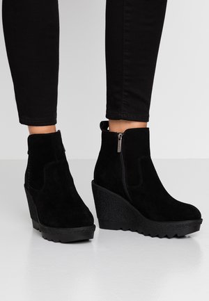 High heeled ankle boots - black