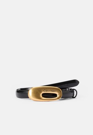 OVAL BUCKLE  - Vyö - black/tumbled deep gold-coloured