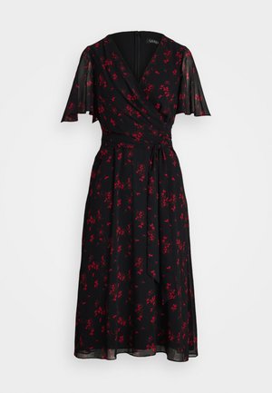 Lauren Ralph Lauren FLORAL BELTED CRINKLE GEORGETTE DRESS - Φόρεμα ημέρας - black/red