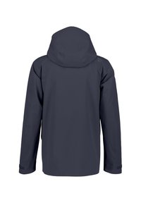 Meripäiväntakkia, jossa on huppu, pitkät hihat ja säädettävät hihansuut. Sen pinnassa on sileä, matta rakenne ja hillitty brändäys olkapäällä.