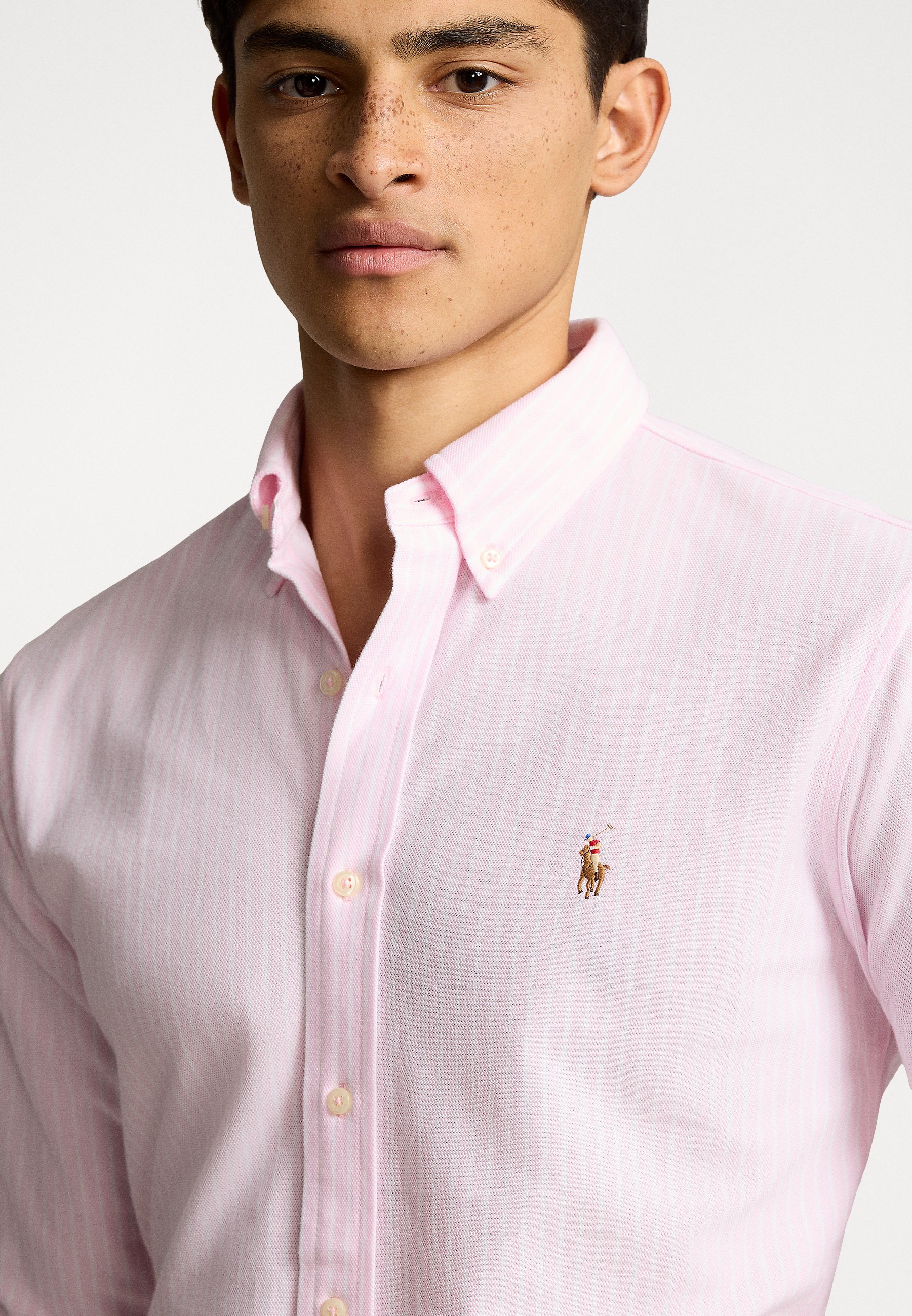 Polo Ralph Lauren STRIPED KNIT OXFORD SHIRT - Shirt - carmel