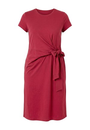 Studio Untold, MIDI-JERSEYKLEID, A-LINE, DRAPIERUNG - T-shirtjurk - dark red