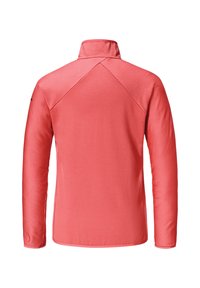 Leichte, langärmlige Jacke in korallenrosa mit einer strukturierten Rippenstruktur, hohem Kragen und flachen Nähten für zusätzlichen Komfort.