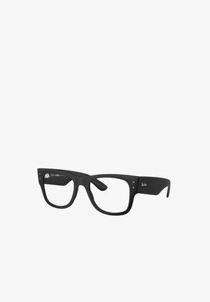 Occhiali rettangolari neri con finitura opaca, caratterizzati da bordi arrotondati, astine prominenti e dettagli a punti argento sul fronte.