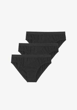 Three black seamless briefs stacked, featuring a soft waistband and smooth fabric for comfortable everyday wear.