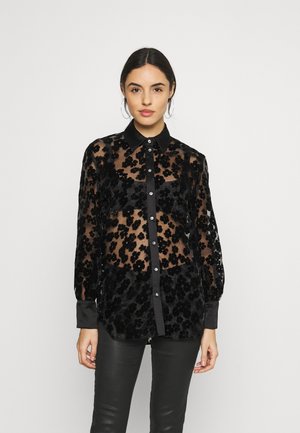 SATIN BURNOUT SHIRT - Blouse - black
