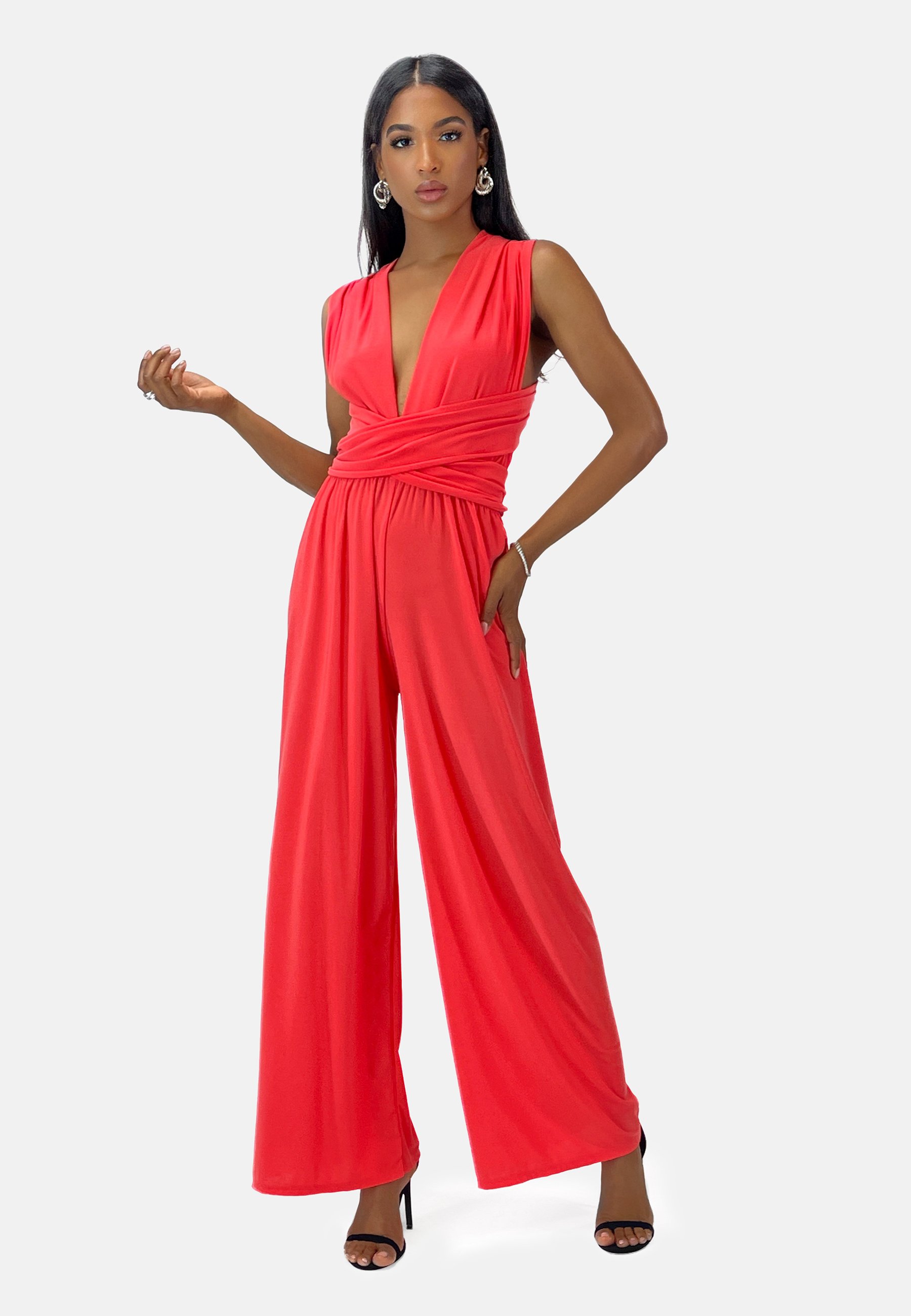 Mud Pie Tuta Donna Arlette Jumpsuit In Poliestere, Gamba Larga Con Maniche A Volant E Vita Regolabile - 3