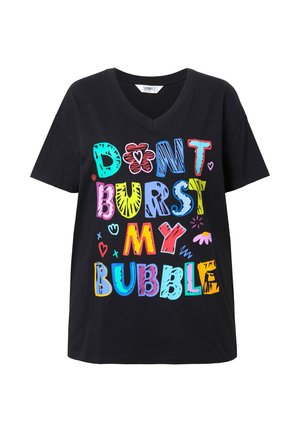 Angel of Style BOXY FIT BUNTER SCHRIFTZUG - Print T-shirt - black