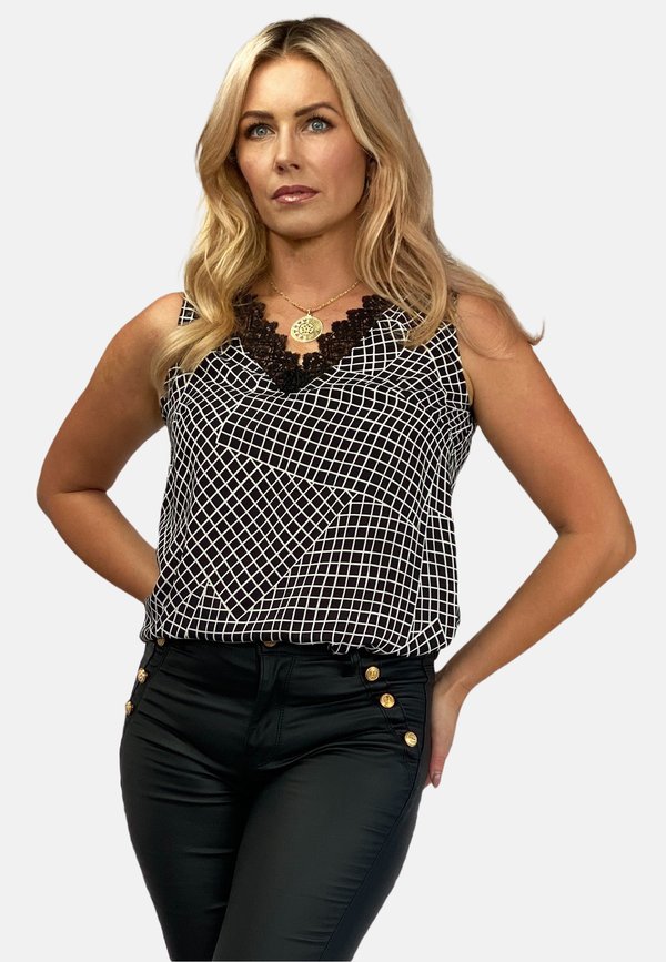 V-NECK WITH GUIPURE - Bluse