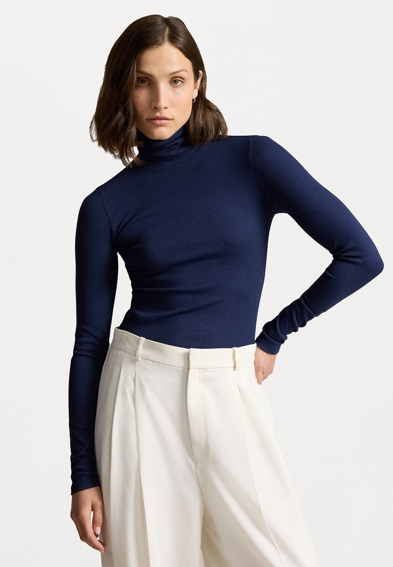 Polo Ralph Lauren STRETCH RIBBED TURTLENECK - Ilgarankovis viršutinės dalies drabužis - newport navy