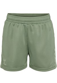 Gröna träningsshorts gjorda av lättviktig tyg. Har elastisk midja och subtil textur, med logotyp på nedre vänstra sidan.