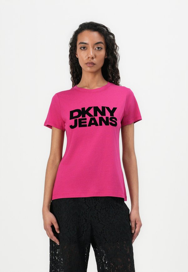 FLOCKED LOGO CREW NECK TEE - Print T-shirt