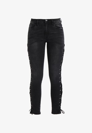 Urban Classics LACE UP PANTS - Skinny-Farkut - black washed