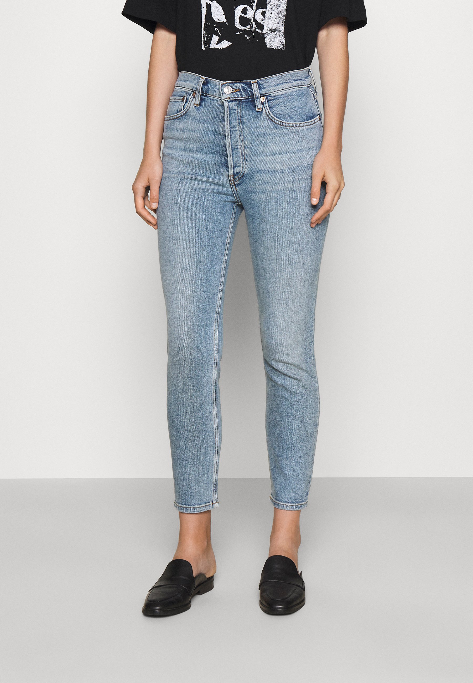 RE/DONE HIGH RISE ANKLE CROP - Jeans Slim Fit - light blue/blue 