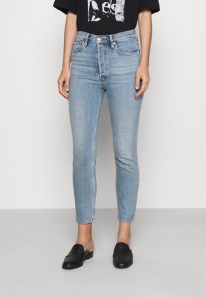 RE/DONE HIGH RISE ANKLE CROP - Prigludę džinsai - light blue