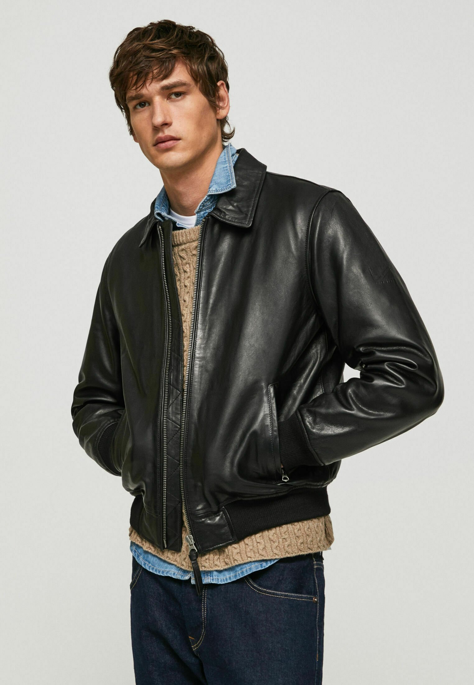 Pepe JORDI - Chaqueta de cuero black/negro Zalando.es