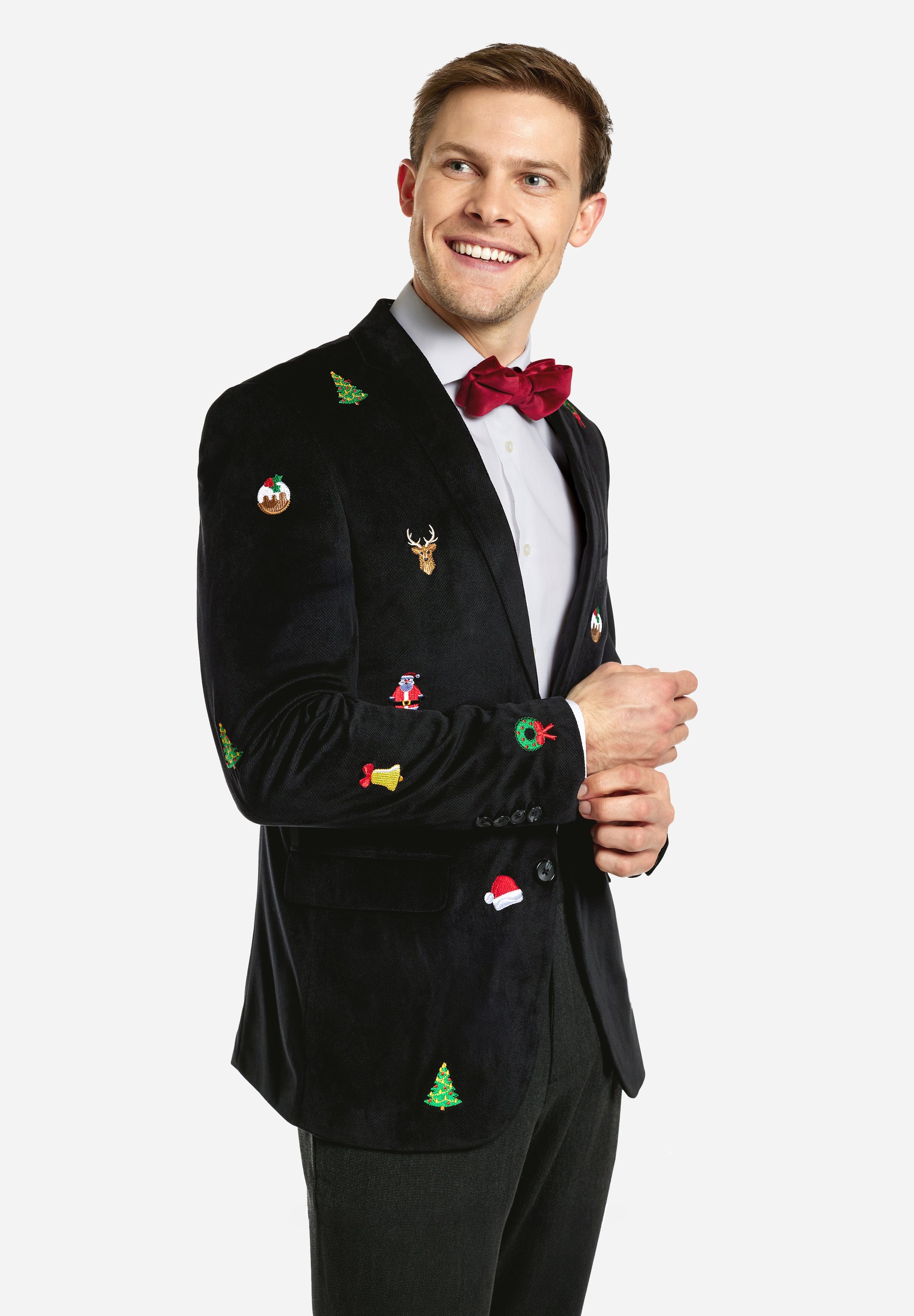 Heren Gouden Revers Met Inkeping Jacquard Heren Blazer Met één